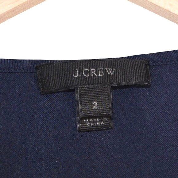 J.Crew Navy Ruffle V-Neck Sleeveless Blouse Size 2 Romantic Silk Preppy Career - Picture 5 of 8
